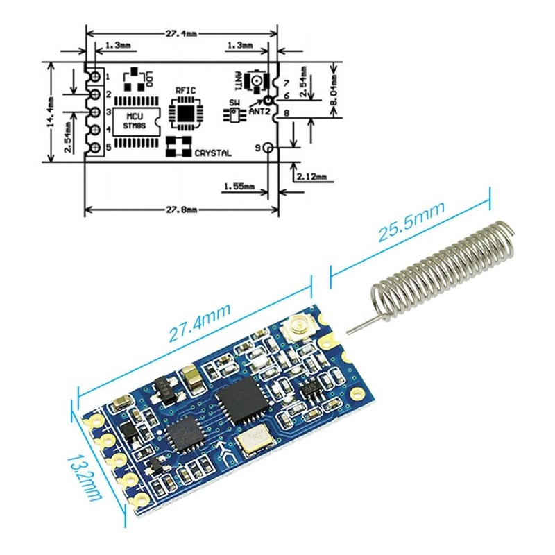Pinafresa - 12 433MHz SI4463 Module Serial Port without 1000m