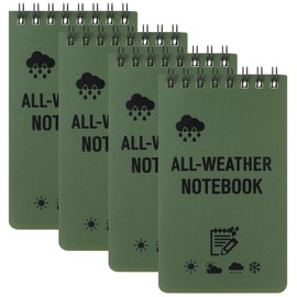 4 Pack Waterproof Notebook, 3x5 Pocket Notepads, All Weather Police Notepad, Mini Notebooks Bulk with Lined Pages, Mini Spiral Notepad 50 Sheets per Notebook for Outdoor Home Office School (Green)