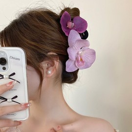 Purple Flower Hair Claw Hair Clip, Banana Clip, Hair Clip, Hair Clip, Hair Ornament, Large Hairpin, Hair Arrangement Accent, Korean Style, Simple, Stylish, Gift, For Women