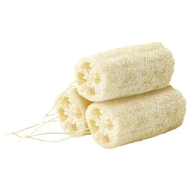 Natural Loofah Exfoliating Sponge for Shower, Body Scrubber Bath Sponge with Hanging Loop, Deep Skin Exfoliation, 3 Pcs