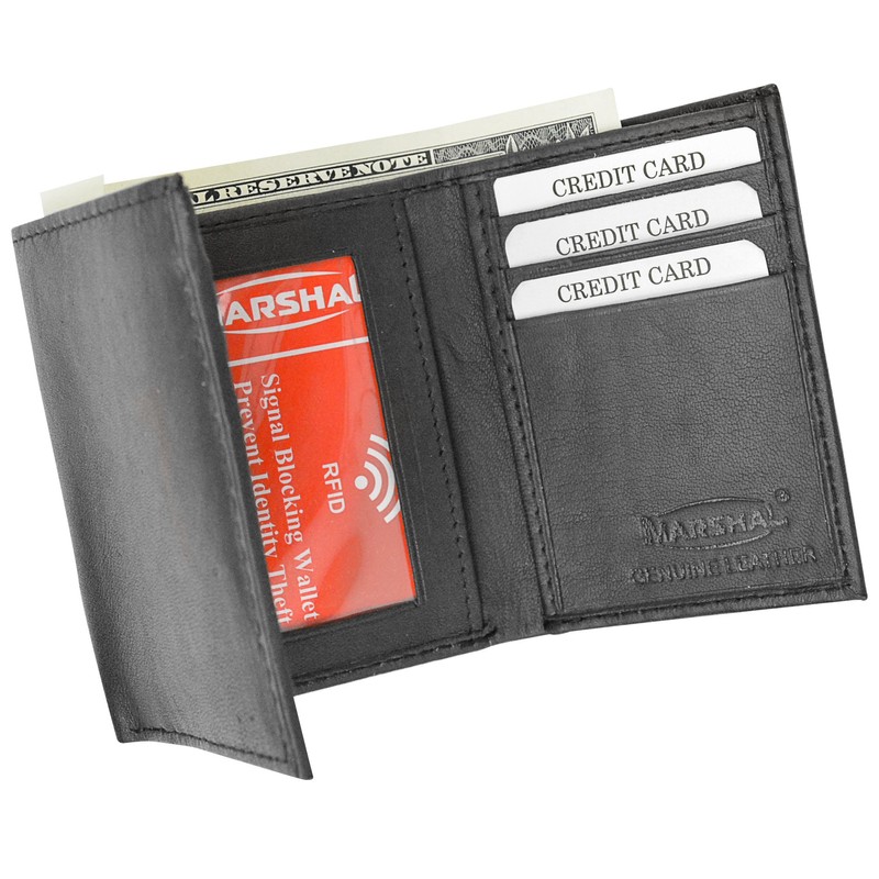 Marshal® Wallet RFID Blocking Men's Leather Slim Trifold Wallet with
