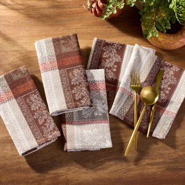 Elrene Home Fashions Windswept Harvest Fall Jacquard Cotton Dinner Napkins, Set of 8, 17"x17", Multi