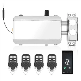 Remote Control Deadbolt Lock, Anti-Theft Keyless Remote Control Door Lock with 4 Remotes Contol and App. Remote Door Lock fit for Home, Hotel, Apartment, RV Security etc, 1-Year WA/RY