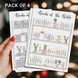 4 x Books of the Bible Book Shelf Tracker Dashboard Sticker, Bible Reading Tracker, Bible Chapter Log Stickers, 2 Black White and 2 Color, 4.7 x 6.5 inches (Books of the Bible)