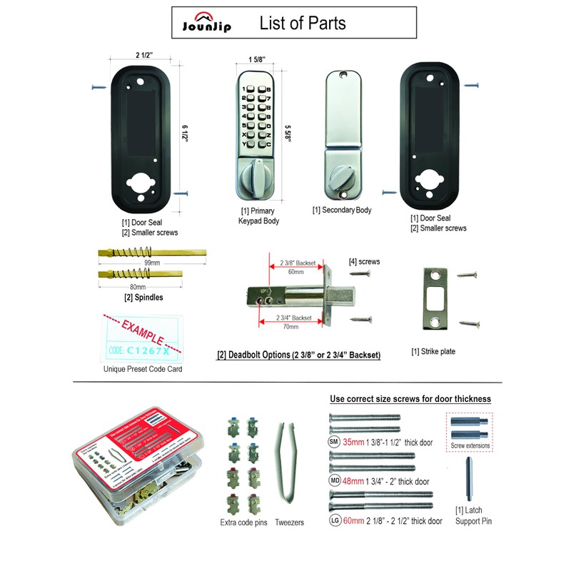 Jounjip Deadbolt Keyless Entry Door Lock [Flat Spindle] - 100%