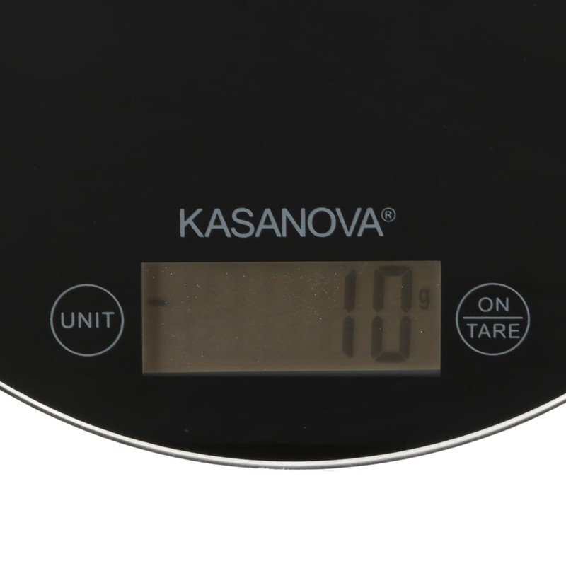 KASANOVA 1 digital kitchen scale, round black lettering, ABS plastic,