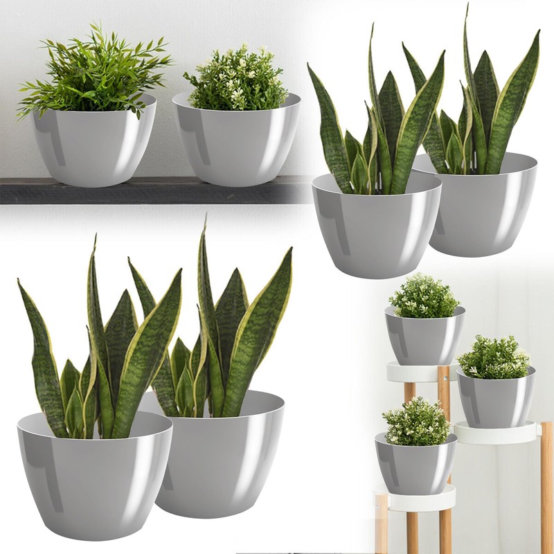 PECZEKO Flower Pot Shiny Plastic Planter Decorative Pot for Large