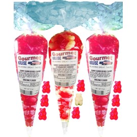 Red Gummy Bears (2) Wild Cherry (1) Red Wild Cherry White Strawberry Banana Gummi (NET WT 33 OZ) Gourmet Kruise Signature Gift Bags