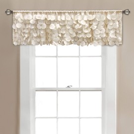 Lush Decor Gigi Valance Curtain Single 70" W x 14" L Ivory - Cream Valances for Windows - Vintage Kitchen Curtains - Glam Decor - Bathroom Valance