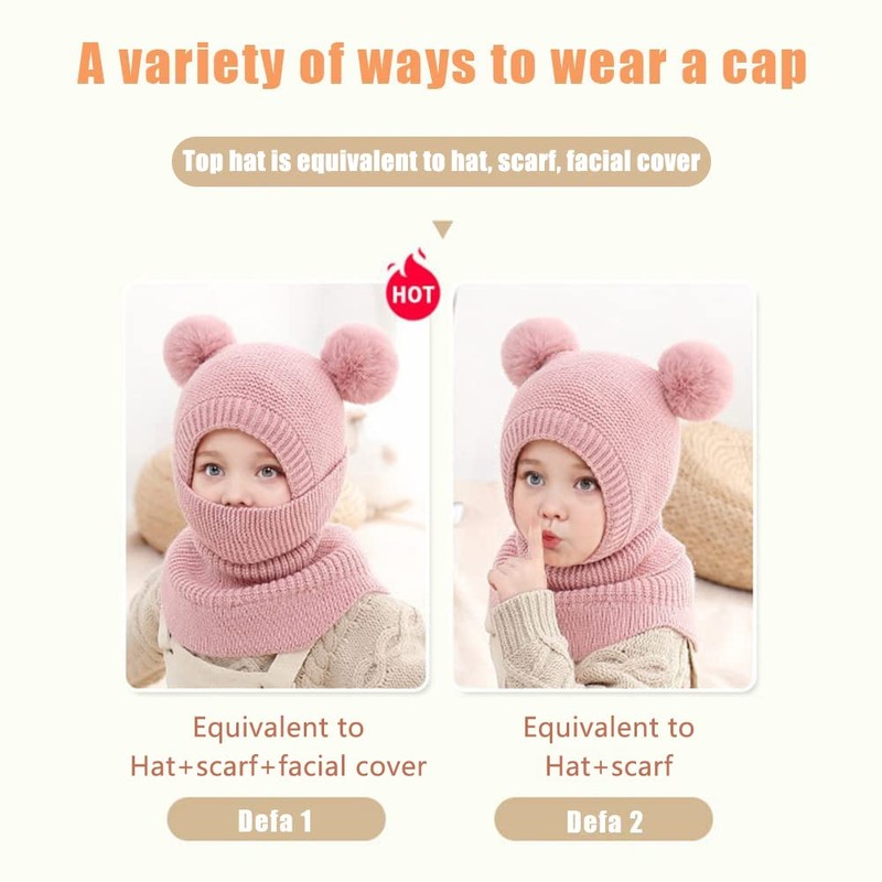 Rayson Winter Toddler Girl Boy Hat Knit Scarf Hat Fleece