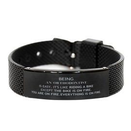 Sarcastic Orthodontist Gifts, Birthday Christmas Unique Black Shark Mesh Bracelet For Orthodontist for Coworkers, Men, Women, Friends Being Orthodontist is Easy. It's Like Riding A Bike Except The
