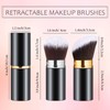 Tessco 2 Pcs Retractable/Nonretractile Kabuki Brush Angled Foundation Makeup Brushes