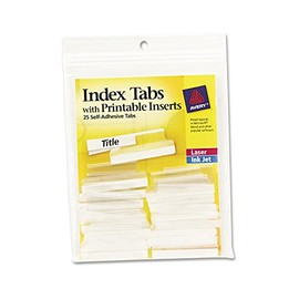 Avery 16230 Index Tabs W/Printable Inserts, 1-1/2-Inch L, 25/PK, Clear