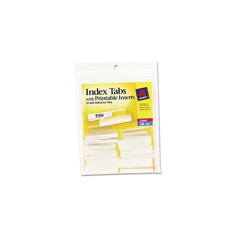 Avery 16230 Index Tabs W/Printable Inserts, 1-1/2-Inch L, 25/PK, Clear