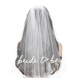 Liyquint Bride To Be Embroidered Veil,White Bridal Veil, Embroidered Wedding Headpiece for Bachelorette Party, Bridal Shower & Engagement,Bach Party,Bride Headband,Bridesmaid Gifts (White)