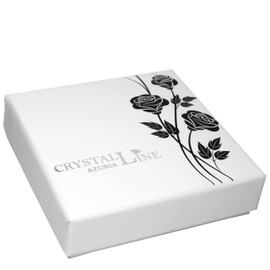 Crystalline Azuria Blauer simulierter Saphir Zirkonia Kristalle Schmuck-Set Halskette Anhänger 45 cm Ohrringe Armband 18 kt Weiß Vergoldet