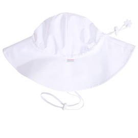 Unisex Baby Sun Hat with UPF 50+ Outdoor Adjustable Beach Hat,Baby Girl Wide Brim Bucket Hats for Infant Toddler Little Boy (6-12 Months) White
