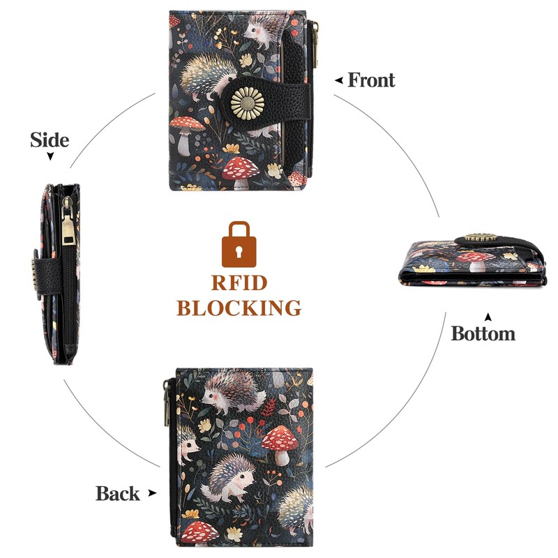 SENDEFN Small Wallet Women RFID Blocking Bifold Card Holder Compact