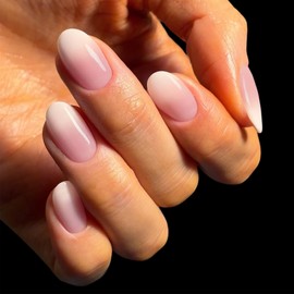 SEMINCA Semi Cured Gel Nail Strips-Valentine's Pink Semi-Cured Gel Nail Stickers,Easy DIY Press On Nails,Salon Gloss at Home(White and Pink Gradient Color)