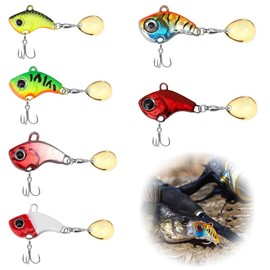 Pack of 6 Fishing Lures, Artificial Bait, Jig Spinner Set, Spinner, Artificial Bait, Spinner Bait, Perch Bait, Fishing Hooks for Bass, Trout, Pike, Zander, Catfish