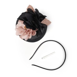 Comott Fascinators hats for women,Cocktail Party Hair Clip with Feathers,kentucky derby hats for women headband with Mesh(Black)