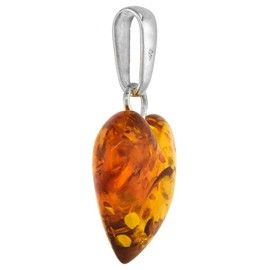 Sterling Silver Baltic Amber Heart Necklace for Women 1 inch Tall 16 inch ROL_1