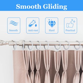 Curtain Rings, 24pcs Metal Rings with 24pcs Plastic Hooks, Drape Sliding Curtain Hanging Ring for Pole Rod, 30 mm Internal Diameter (WHITE)