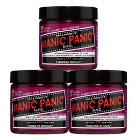 MANIC PANIC MANIC PANIC Classic Fuschia Shock Semi Permanent Hair Color - Dark Pink Hair Dye for Women & Men That Lasts 4-6 Weeks - Vegan, Ammonia & Cruelty-Free - Create & Mix Custom Shades (3 Pack)
