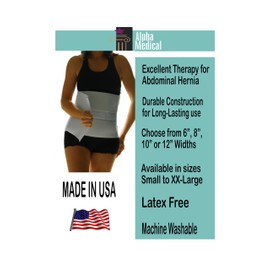 Alpha Medical Abdominal Binder for Men and Women | Postpartum Wrap | Stomach Support | Surgical Binder | Hernia Support Abdominal Binder | Post Surgery Stomach Wrap| Bariatric | Tummy Tuck | L0625 (10" High ; 38"-50" Around Waist)