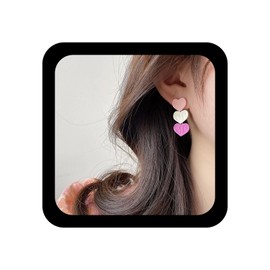 Inilbran Boho Love Heart Tassel Earrings Acrylic Heart Earrings Long Heart Earrings Pink Heart Love Earrings Long Dangle Heart Earrings Jewellery for Women, Zinc, No Gemstone