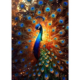 DAERLE Diamond Painting Kits for Adults, Illuminated Peacock, 5D Peacock Diamond Painting Set, DIY Diamond Painting Craft Pictures Arts as a Gift for Home Wall Decor 30 x 40 cm