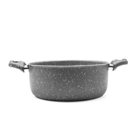 Zanetti - Rare stone, non-stick aluminium saucepan, stone look, soft touch handles, diameter 24 cm, made in Italy