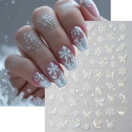 Christmas Nail Art Stickers 3D Cute Santa Claus Nail Stickers Pink White Snowmen Snowflake Nail Design Sticker Self-Adhesive Winter Christmas Tree Nails Decals for Women DIY Nails Supplies 6 Sheets