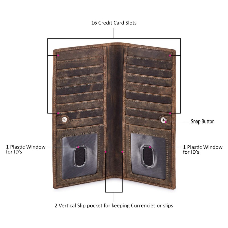Wise Owl Stylish Bifold Long Slim Wallets - Real Leather