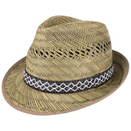 Lipodo Harvest Helper Straw Hat (Sun Protection) Women/Men - Made in Italy - Sun Hat in Trilby Look - Hat Made of Light Straw - Beach Hat with Chic Set - Spring/Summer, natural