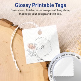 Avery Printable Square Tags with Sure Feed Technology, 2" x 2", Glossy White Cardstock, Laser/Inkjet Compatible, 120 Count, Ideal for Custom Gift and Branding Tags
