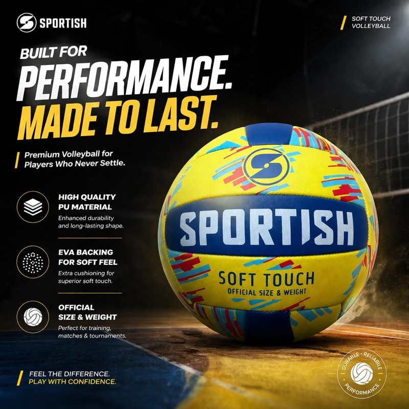 PU Volleyball – Machine Stitched Soft Touch Indoor Outdoor Training