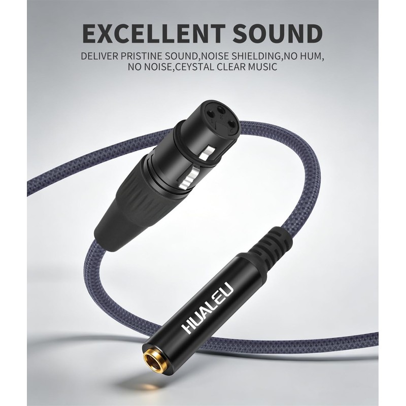 HUALEU 2Pack XLR to 1/4 Cable,Balanced 3 Pin XLR Female