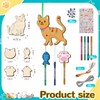 Nourdom Wind Chime Craft Set Children, 12 Pieces Wooden Cats