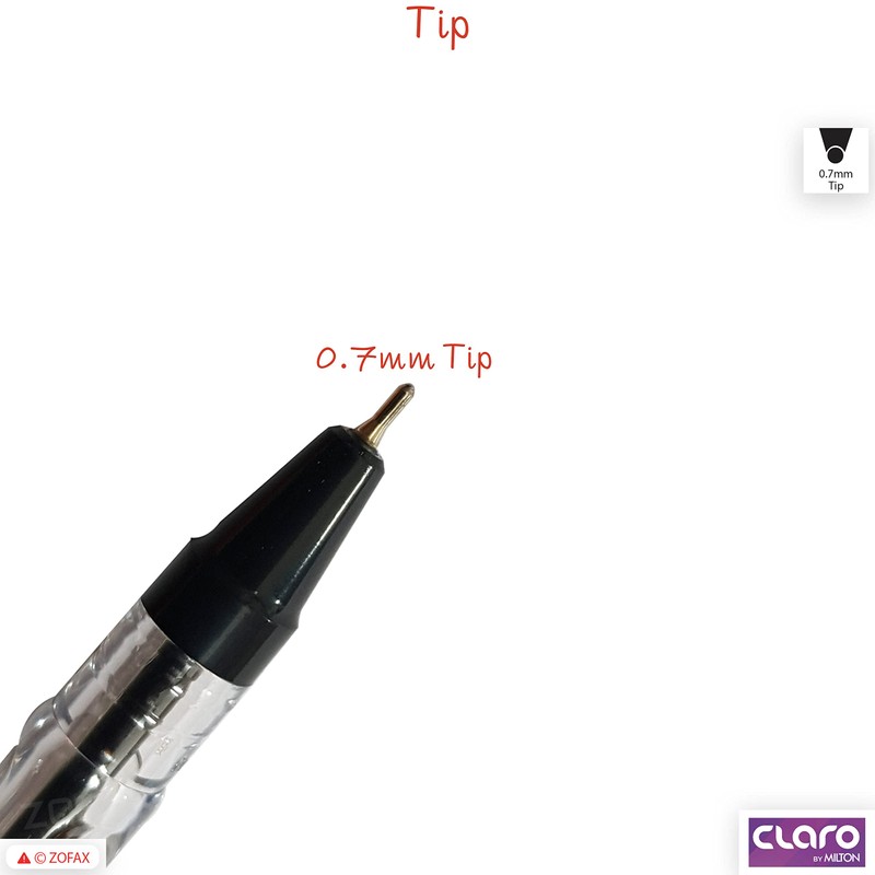 CLARO Lucky Ballpoint Pens, BLACK, 0.7mm Fine Point, Pack of