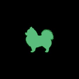 Pomeranian Dog Silhouette Glow in The Dark Sticker Decal for Phone Tablet Laptop Car Truck Window | 4" Sticker | Green