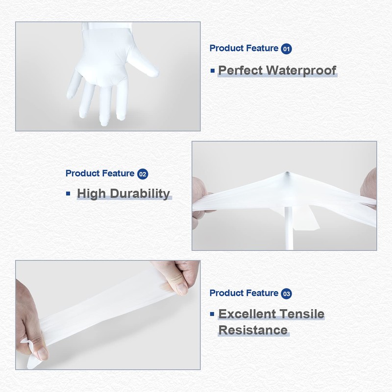 DABOGOSA MAMISON TPE Plastic Disposable Gloves Latex Free (Large, White)
