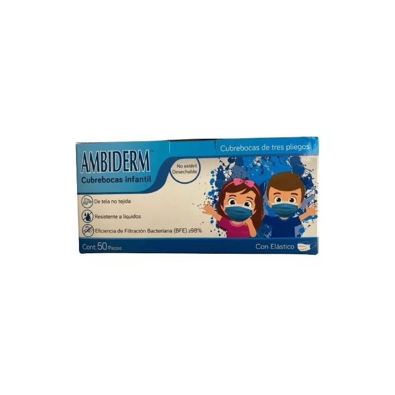 AMBIDERM KIDS Cubre Boca Para Niños Ambiderm Colores Sin Diseños