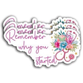 (3PCS) Remember Why You Started Sticker, Nursing Student Stickers, ER Nurse Sticker,Healthcare Sticker, Future Doctor Nurse School Sticker Decals for Books Laptops Phone Tumbler Cup Kindle 3x1.8 Inch