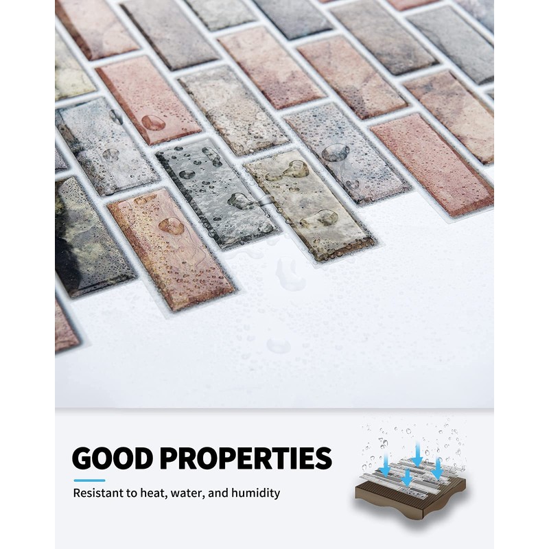 Art3d 10-Piece Peel & Stick Kitchen/Bathroom Backsplash Tiles, 12" X