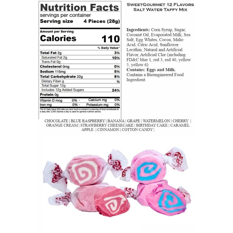 SweetGourmet Assorted Salt Water Taffy | Boardwalk Flavors Collection |
