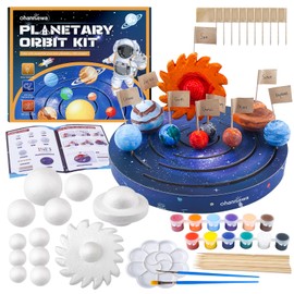 Ohanniewa Solar System Project Kit for Kids, Mixed Sized Foam Balls, Painting Tools and Disc Planetary Orbits, DIY Planets Model for Kids, Stem Toy for Boys and Girls