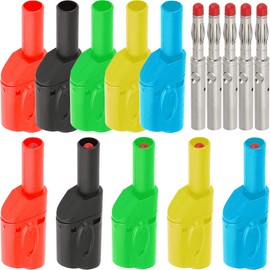 Xiatiaosann Banana Plugs 4mm Multimeter Test Leads Banana Plug Jack Safety Fully Insulated Sheathed Pack of 10 Stackable Connectors 5 Colors 4mm Banana Plugs