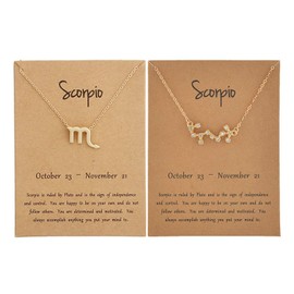 2 Pcs Zodiac Necklace for Teen Girls 12 Constellation Sign Necklace Horoscope Pendant Necklace for Women