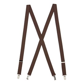 Suspender Store Solid Color Elastic Suspenders - 1-Inch Wide - Sewn X-Back - Small Pin Clip - 48" for 5'9" to 6'2" tall - Brown